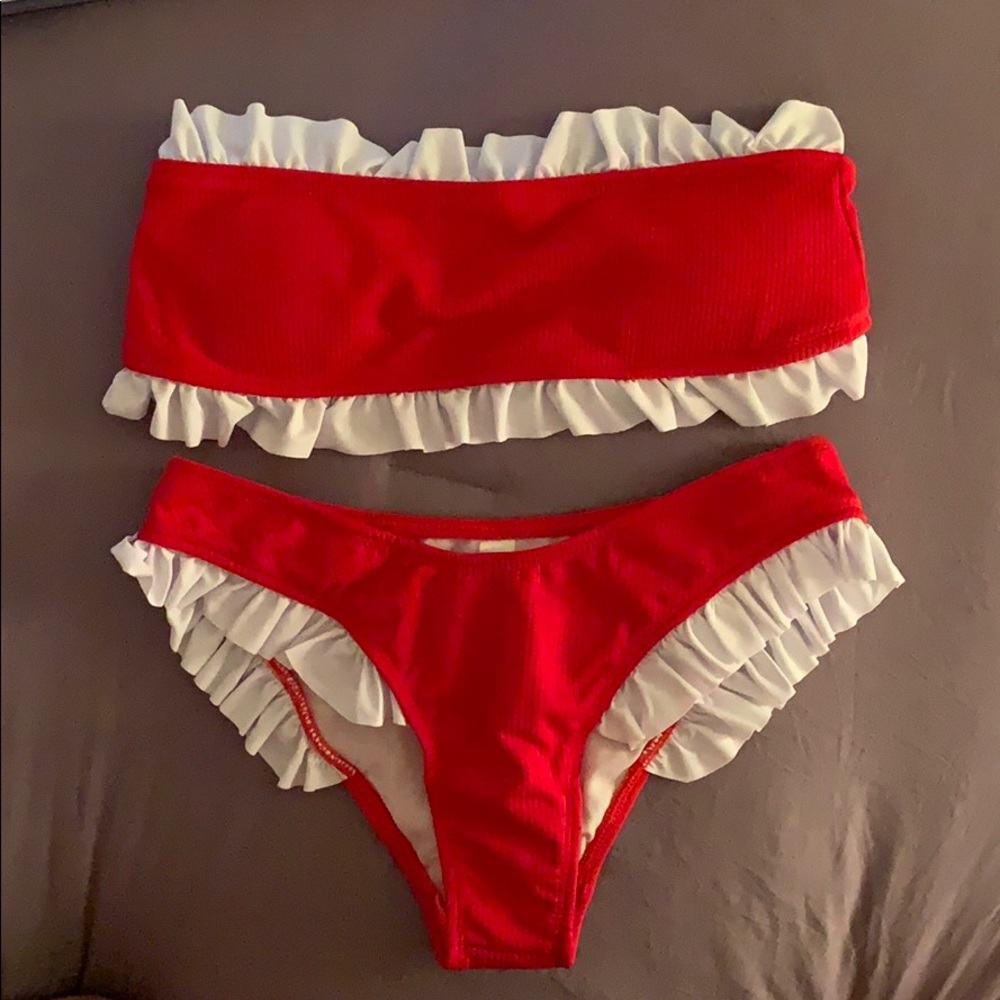 Red Ruffle Bikini (NEVER WORN)
